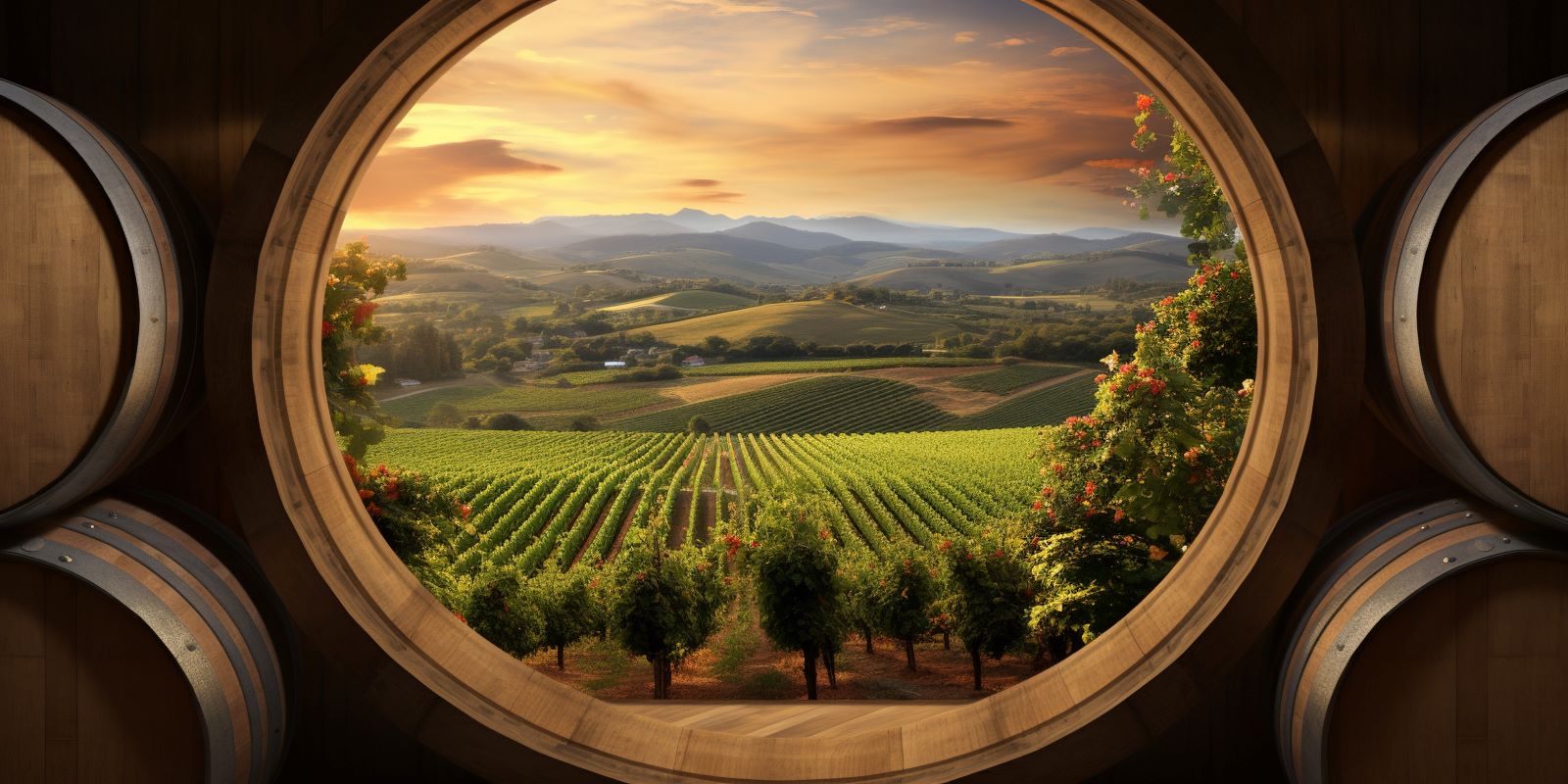 Napa Valley window showing vineyards wine tasting